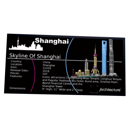 Plaque type UCS Shanghai  Skyline réf 21039