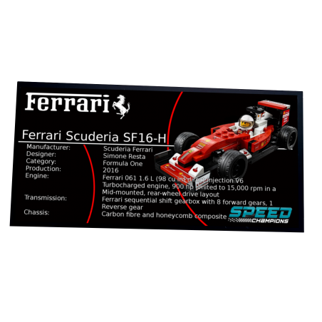Plaque type UCS Scuderia Ferrari SF16-H réf 75879