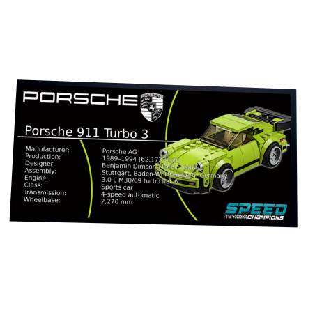 Plaque type UCS Porsche 911 Turbo 3.0 réf 75888