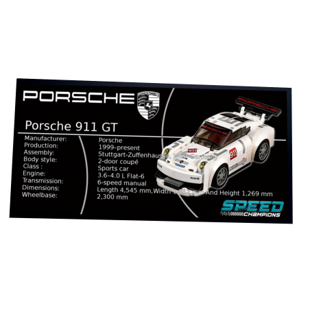 Plaque type UCS Porsche 911 GT3 R Hybrid réf 75912
