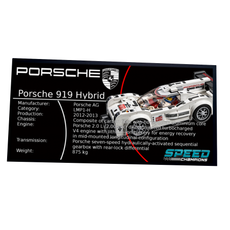 Plaque type UCS Porsche 919 Hybrid réf 5887