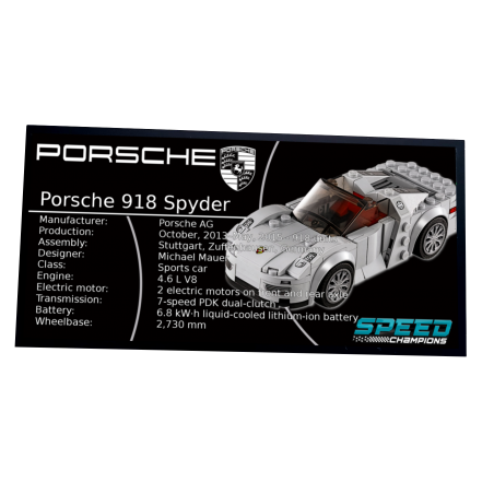 Plaque type UCS Porsche 918 Spyder réf 75910