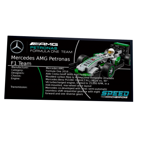 Plaque type UCS Mercedes AMG Petronas Formula One Team réf 75883