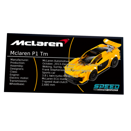 Plaque type UCS McLaren P1 réf  75909