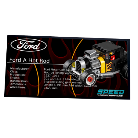 Plaque type UCS Ford Model A Hot Rod réf 75875