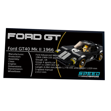 Plaque type UCS Ford GT 40 réf 75881