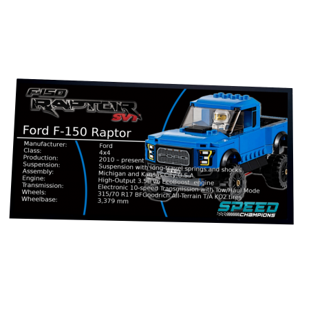 Plaque type UCS Ford F-150 Raptor réf 75875