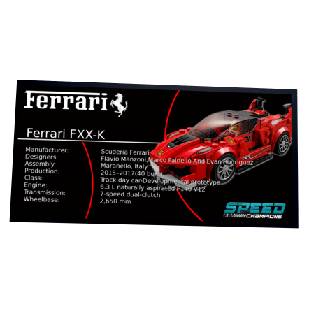 Plaque type UCS Le centre de développement de la Ferrari FXX K réf 75882