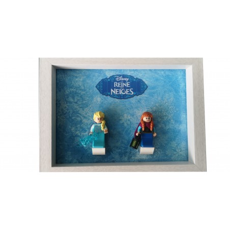 Cadre La Reine des Neiges- Blanc dim 18x13cm- 2 Briques blanches (Minifigurines non fournies)