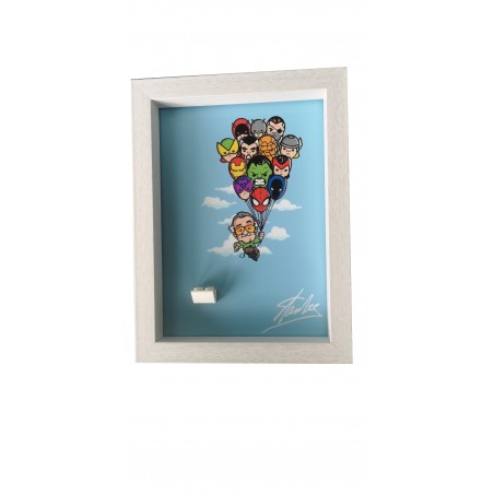 Cadre Stan Lee Blanc dim 18x13cm-Brique blanche (Minifigurine non fournie)