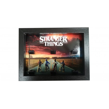 Cadre Stranger Things- Noir dim 18x13cm- 4 Briques Noires (Minifigurines non fournies)