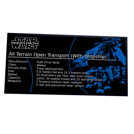 Plaque type UCS  Republic Dropship with AT-OT réf 10195