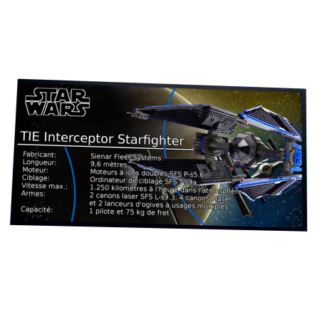 Plaque type UCS TIE Interceptor réf 7181-1 -75242-6206