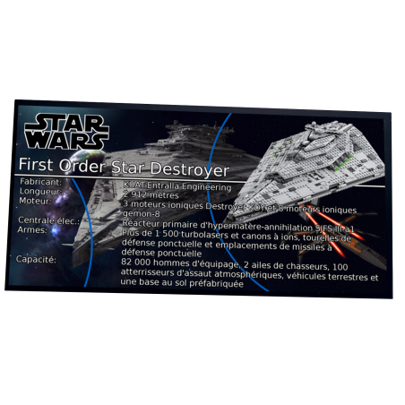 Plaque type UCS First Order Star Destroyer réf 75190