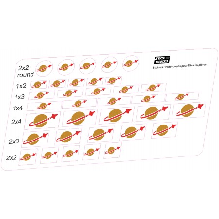 Planche reproduction stickers logo space pour différentes tiles