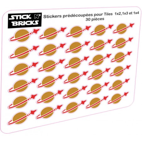 Planche reproduction stickers prédécoupés logo space pour tiles 1x2,1x3 et 1x4