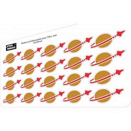 Planche reproduction stickers prédécoupés logo space pour tiles 2X3