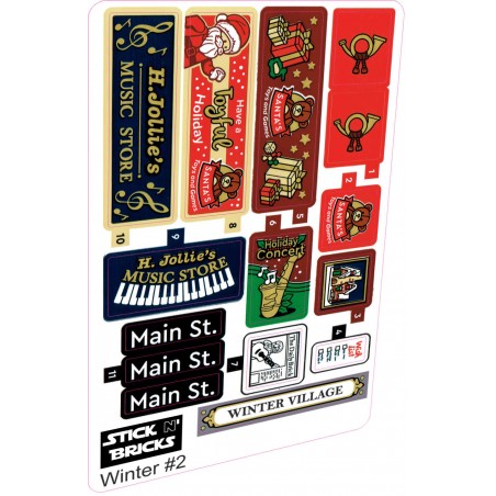 Planche CUSTOM stickers prédécoupés theme Noël-Christmas WINTER V2