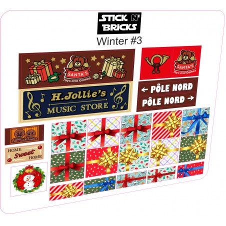 Planche CUSTOM stickers prédécoupés theme Noël-Christmas WINTER V3
