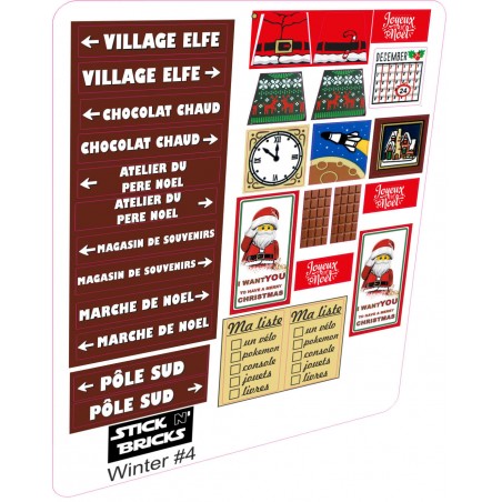 Planche CUSTOM stickers prédécoupés theme Noël-Christmas WINTER V4