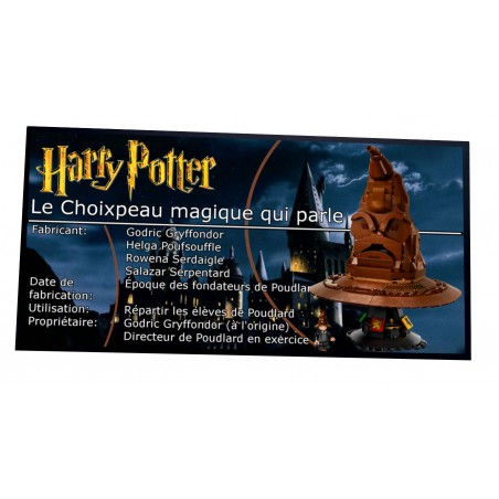 Plaque Type UCS -Théme Harry Potter-Le Choixpeau magique qui parle- réf 76429