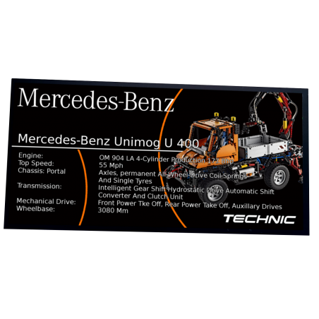 Plaque type UCS Unimog u400 Mercedes Benz réf 8110