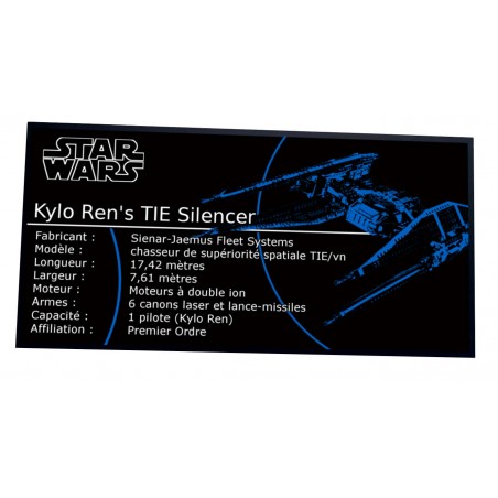 Plaque type UCS Kylo Ren's TIE Fighter réf 75179
