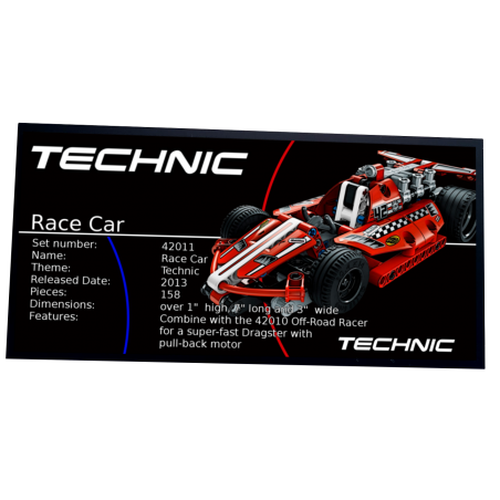 Plaque type UCS La voiture de course -race car réf 42011