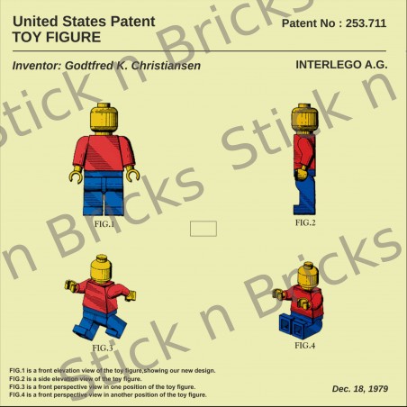 Fond de cadre Brevet Minifigure  25x25 cm