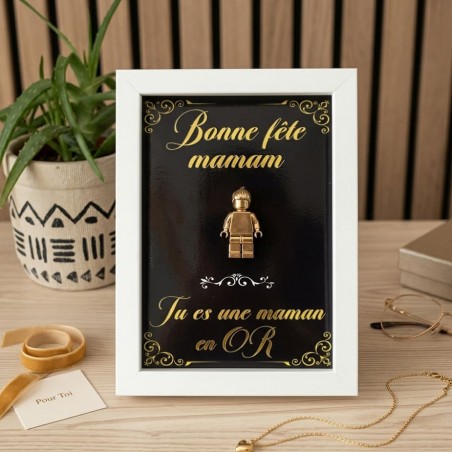 Cadre une Maman en OR 18x13cm Figurine or chromé fête des mères