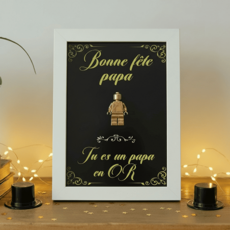 Cadre un Papa en OR 18x13cm Figurine or chromé fête des pères