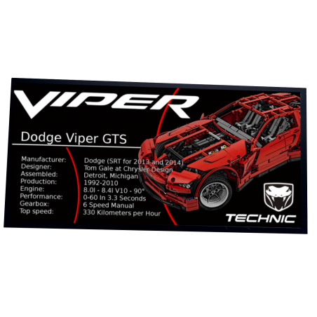 Plaque type UCS Super Car réf 8070
