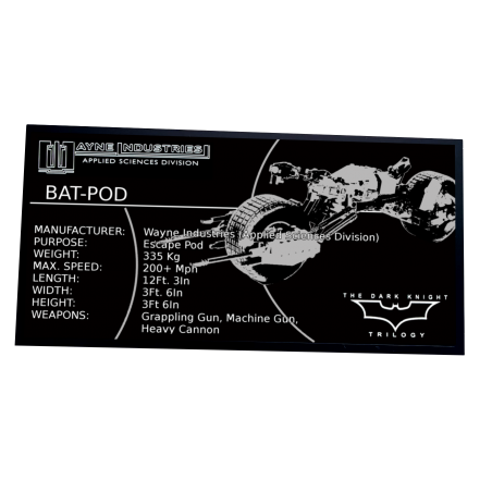 Plaque type UCS  Bat-Pod réf 5004590-1