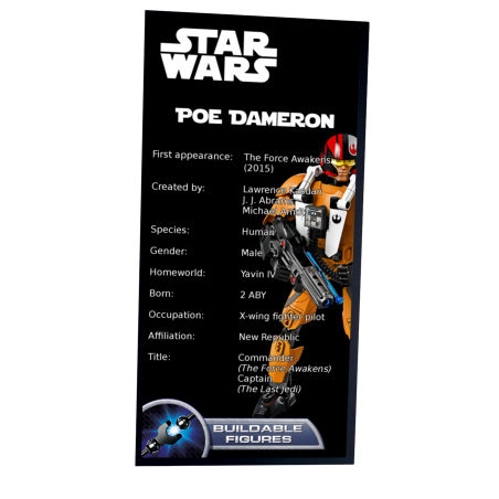 Plaque type UCS  Poe Dameron réf 75115