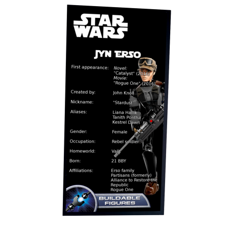 Plaque type UCS  Jyn Erso réf  75119