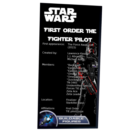 Plaque type UCS Elite TIE Fighter Pilot réf 75526