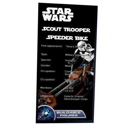 Plaque type UCS Scout Trooper Speeder Bike réf 75532
