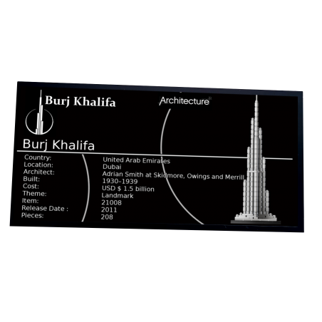 Plaque type UCS Burj Khalifa Dubai réf 21008