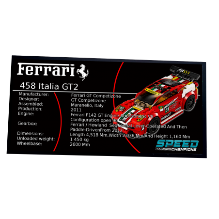 Plaque type UCS Ferrari 458 Italia GT2 réf 75908