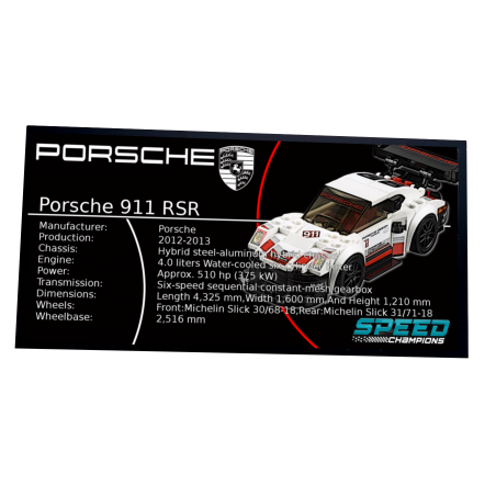 Plaque type UCS Porsche 911 RSR réf 75888