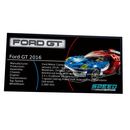 Plaque type UCS Ford GT 2016 réf 75881
