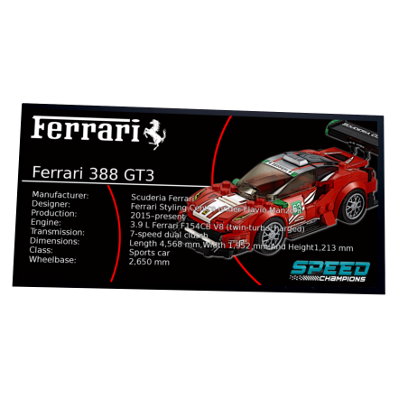 Plaque type UCS "Scuderia Corsa" Ferrari 488 GT3 réf 75886