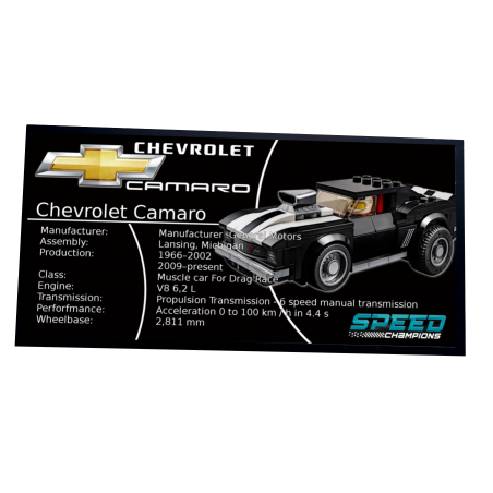 Plaque type UCS Chevrolet Camaro Drag Race réf 75874