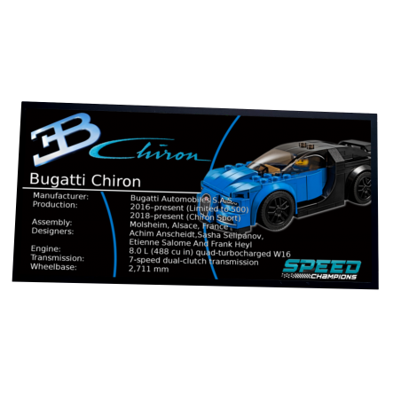 Plaque type UCS Bugatti Chiron réf 75878