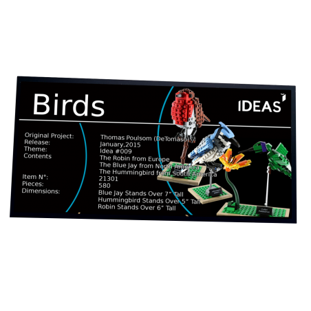 Plaque type UCS  Birds réd 21301-Les Oiseaux