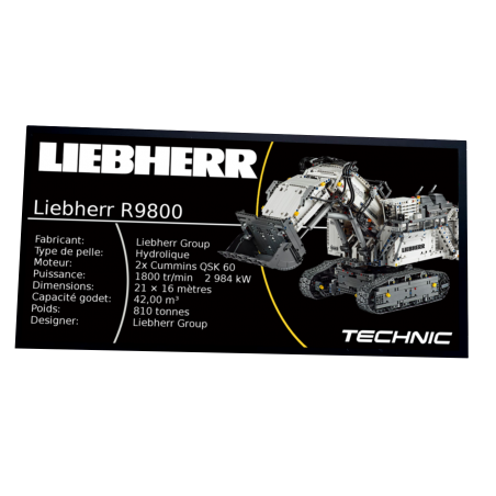 Plaque type UCS La pelleteuse Liebherr R 9800 réf 42100
