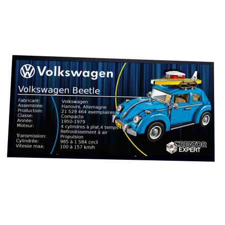 Plaque type UCS  Volkswagen Beetle réf 10252 -La coccinelle