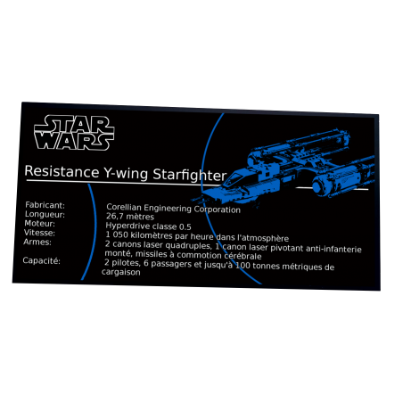 Plaque type UCS Resistance Y-Wing Starfighter réf : 75249