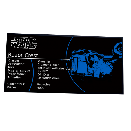 Plaque type UCS MOC Razor Crest Star Wars