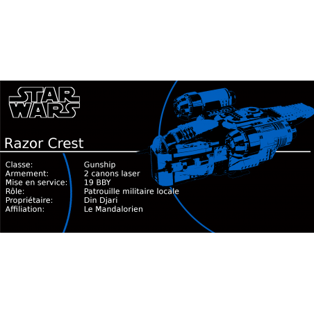 Plaque type UCS Razor Crest Star Wars réf 75292